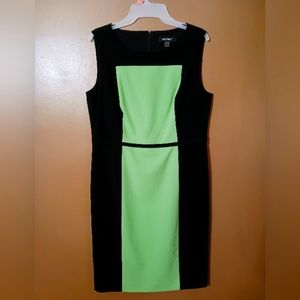 Nine West Lime Green and Black Sheath Dress Sz 8